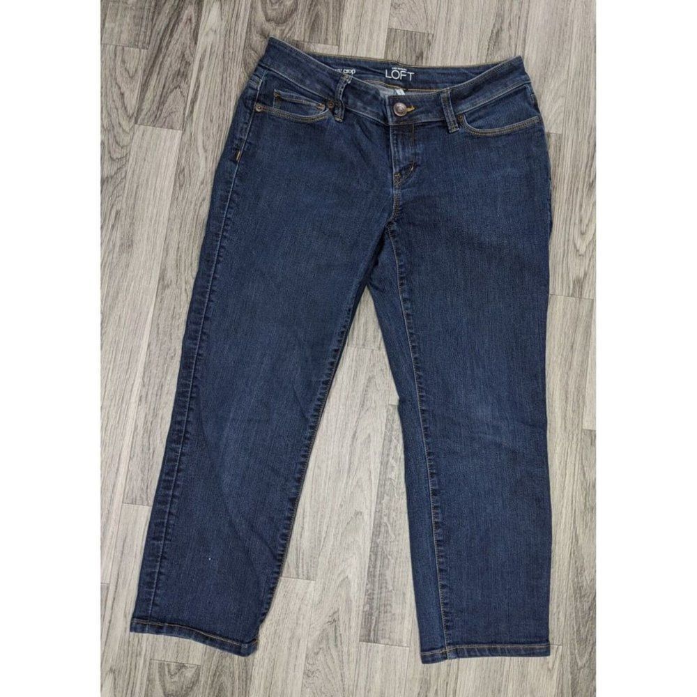 (3/$35) Ann Taylor Loft Size 27 / 4 Pockets Curvy Cropped Denim Blue Jeans